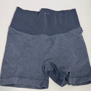 POPFLEX MID flex Navy Ribbed Women's Bike Shorts